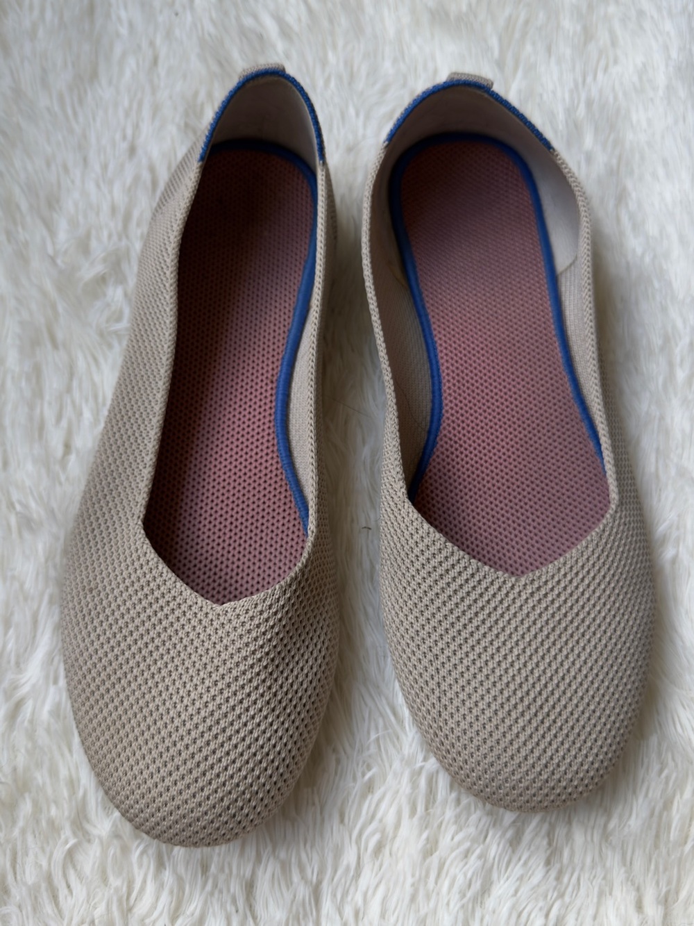 Neutral Knit Slip-On Ballet Flats for Women - Beige